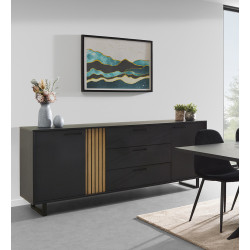 Buffet/bahut moderne 220 cm noir/chêne Madera