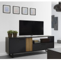 Meuble TV moderne 164 cm noir/chêne Madera