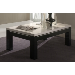 Table basse rectangulaire design laquée blanche et noire Darma
