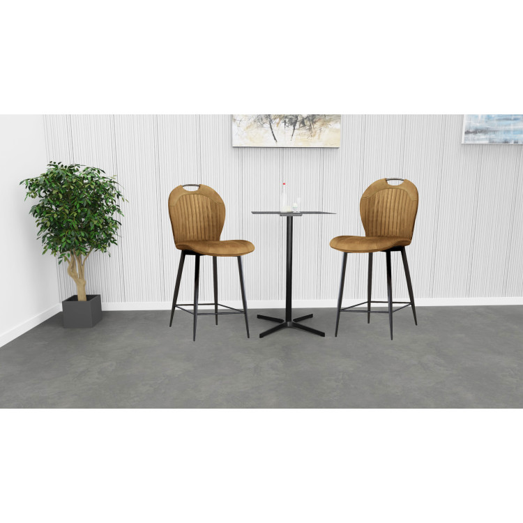Tabouret de brasserie en tissu cognac Cathy (lot de 2)