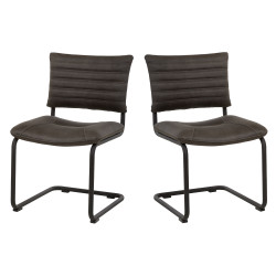 Chaise de salle à manger moderne en tissu anthracite Tina (lot de 2)