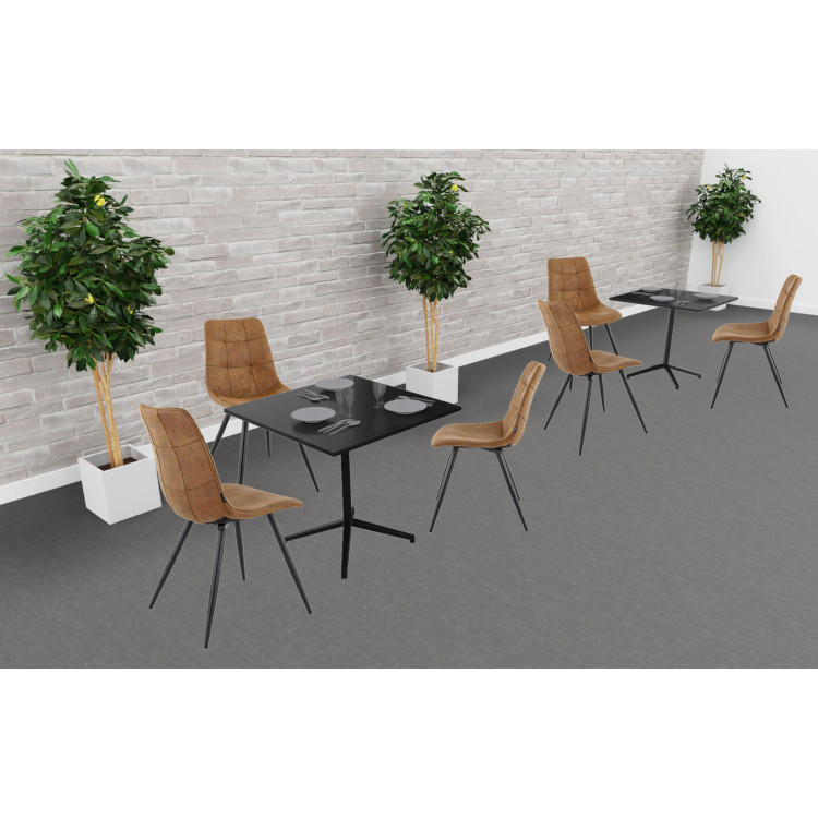 Chaise de restaurant en tissu cognac Perla (lot de 2)