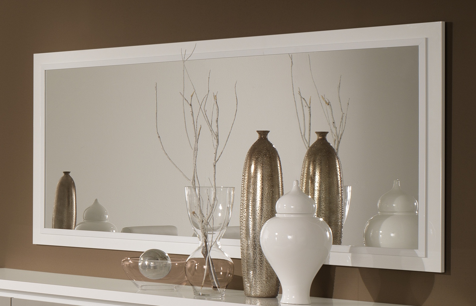 Miroir de salle à manger design 180 cm laqué blanc Jewel