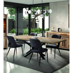 Table de salle à manger extensible contemporaine chêne canyon Santana