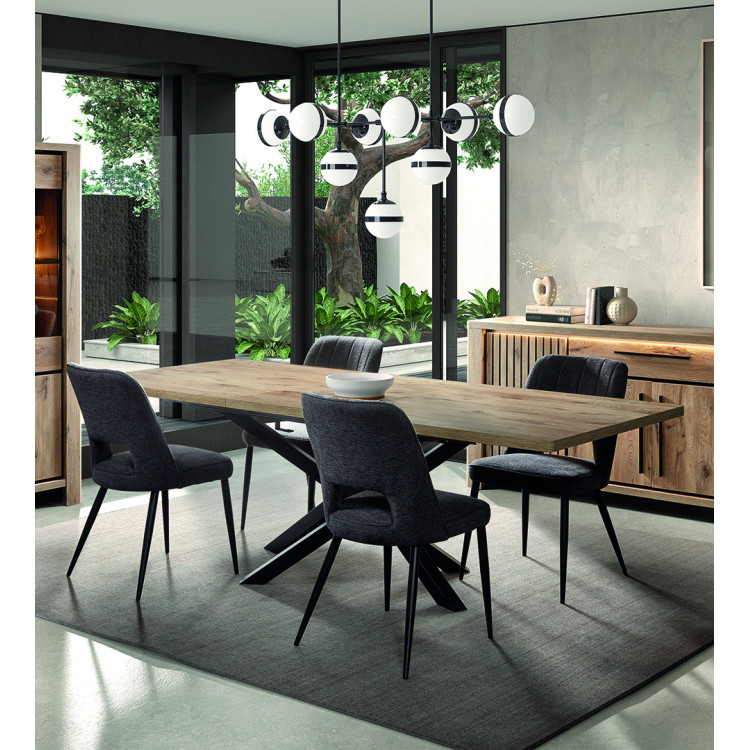 Table de salle à manger extensible contemporaine chêne canyon Santana