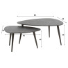Tables basses modernes triangulaires noir/marron Kim (lot de 2)