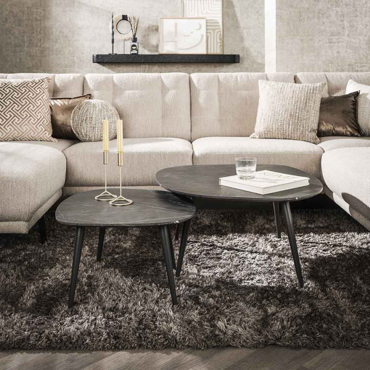 Tables basses modernes noir/marron Kim (lot de 2)