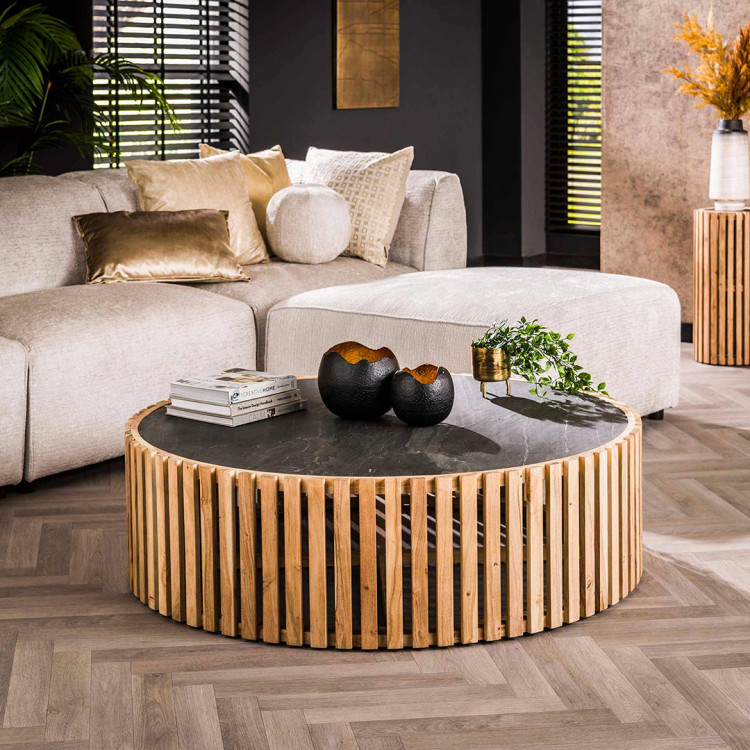 Table basse ronde en acacia massif naturel Julia