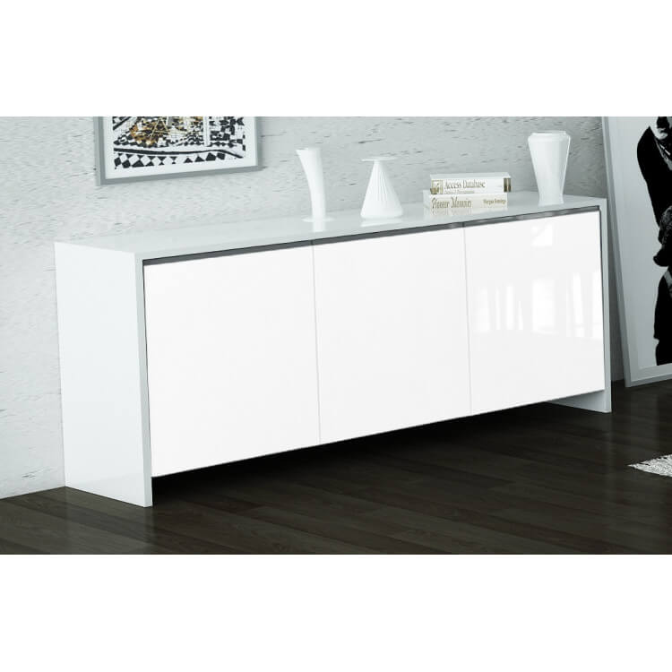 Buffet/bahut 3 portes design laqué blanc Kadija