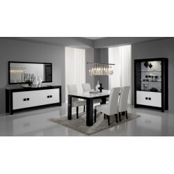Salle à manger design complète laquée noire et blanche Dali II