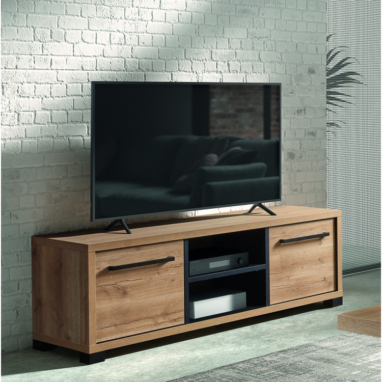 Meuble TV contemporain 164 cm chêne arizona Rocco