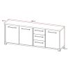 Buffet/bahut contemporain 240 cm chêne arizona Rocco