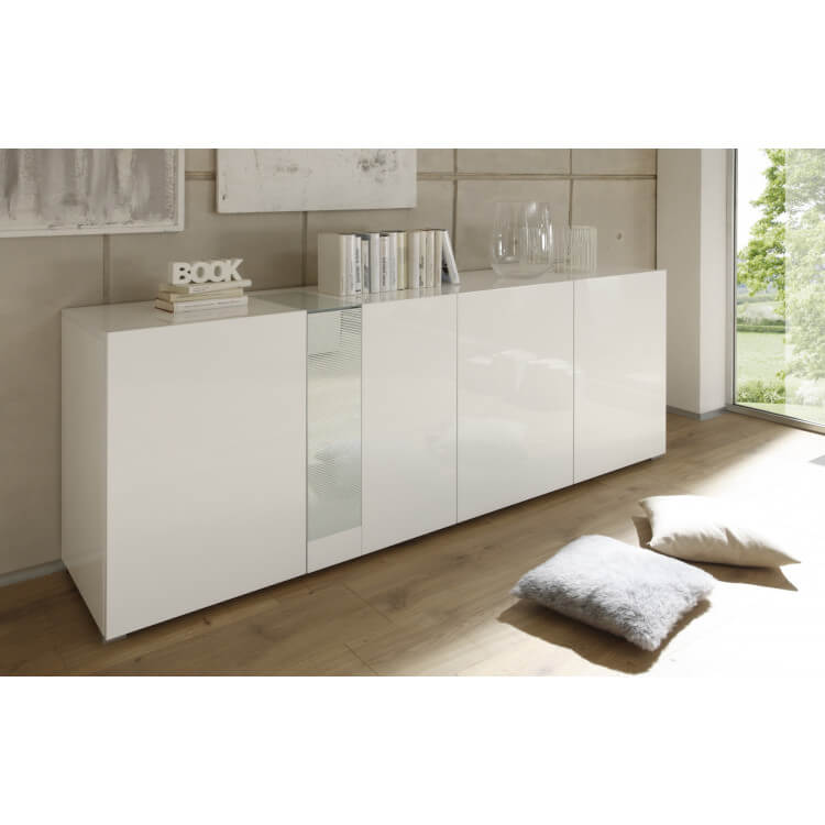 Buffet/bahut 4 portes design laqué blanc Simba