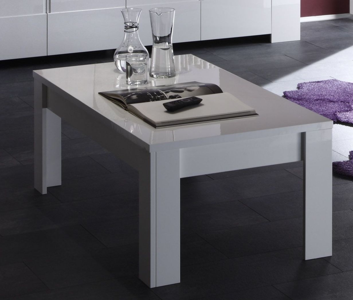 Table basse design laquée blanche Simba