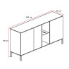 Buffet/bahut 160 cm chêne cadiz/gris cachemire Gentiane
