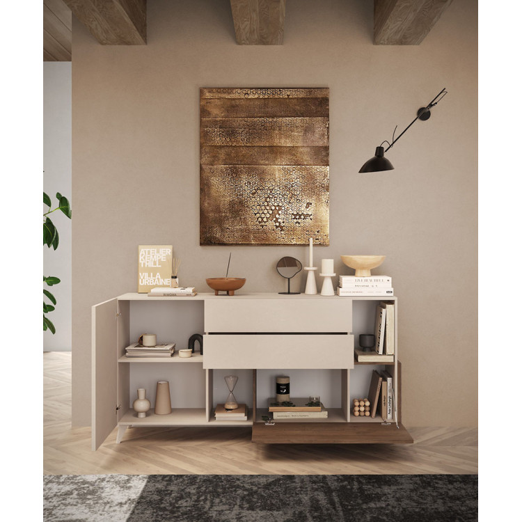 Buffet, Bahut Laval KSZ154 – Cachemire Avec Lamelles, Largeur 154 Cm, Hauteur 83 Cm, Profondeur 39 Cm - Maison