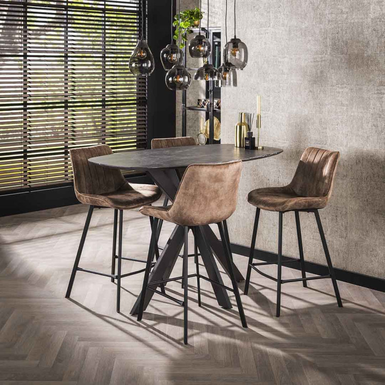 Table haute de bar ovale en mélamine noir marron Oceanie