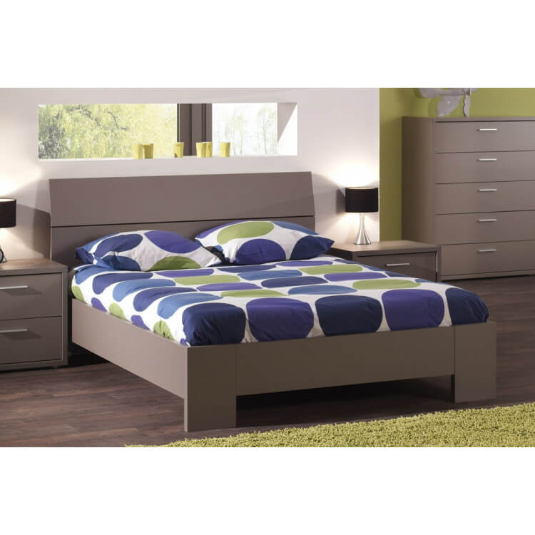 Lit adulte contemporain coloris basalte gris Ines