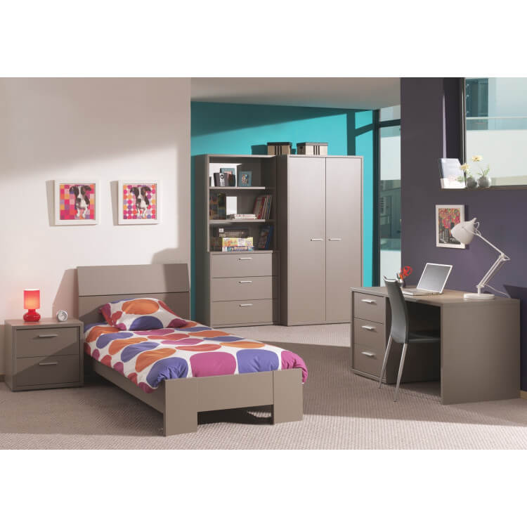 Chambre enfant complète contemporaine coloris basalte gris Donna