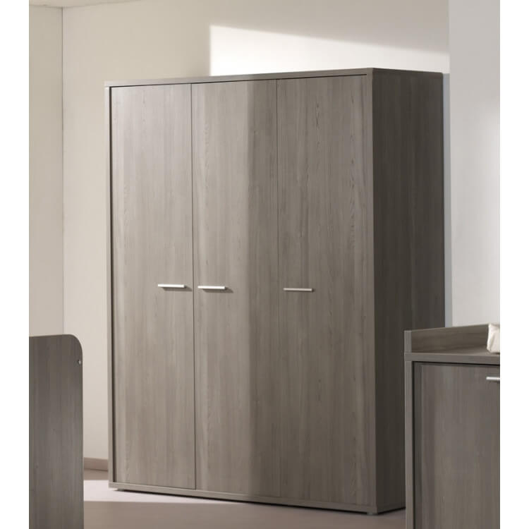 Armoire enfant contemporaine 150 cm bouleau gris Luciane