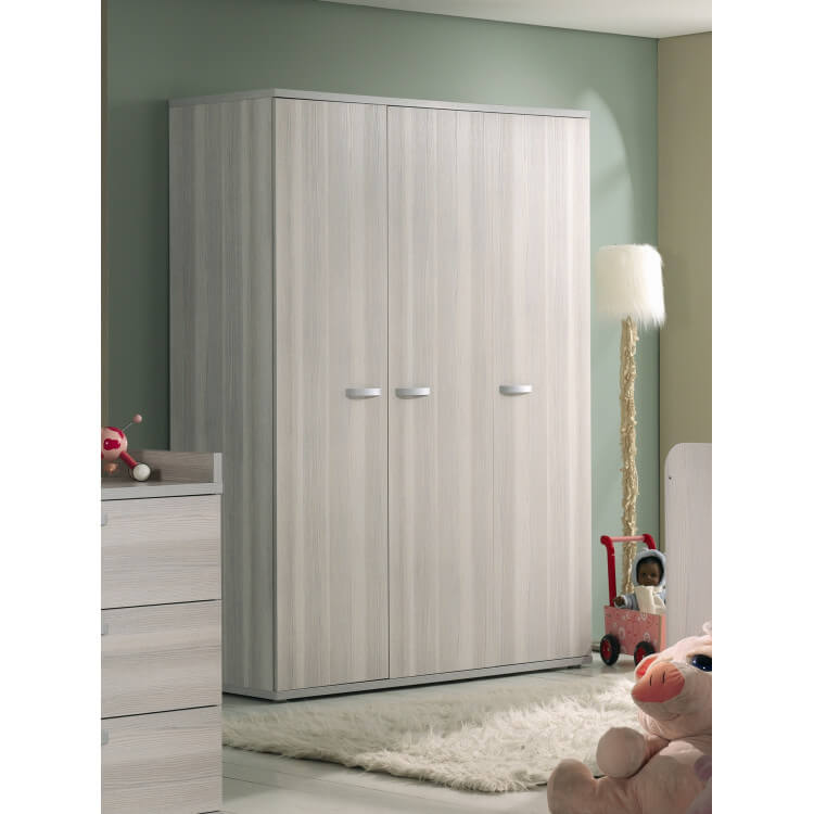 Armoire 3 portes contemporaine frêne gris Anna