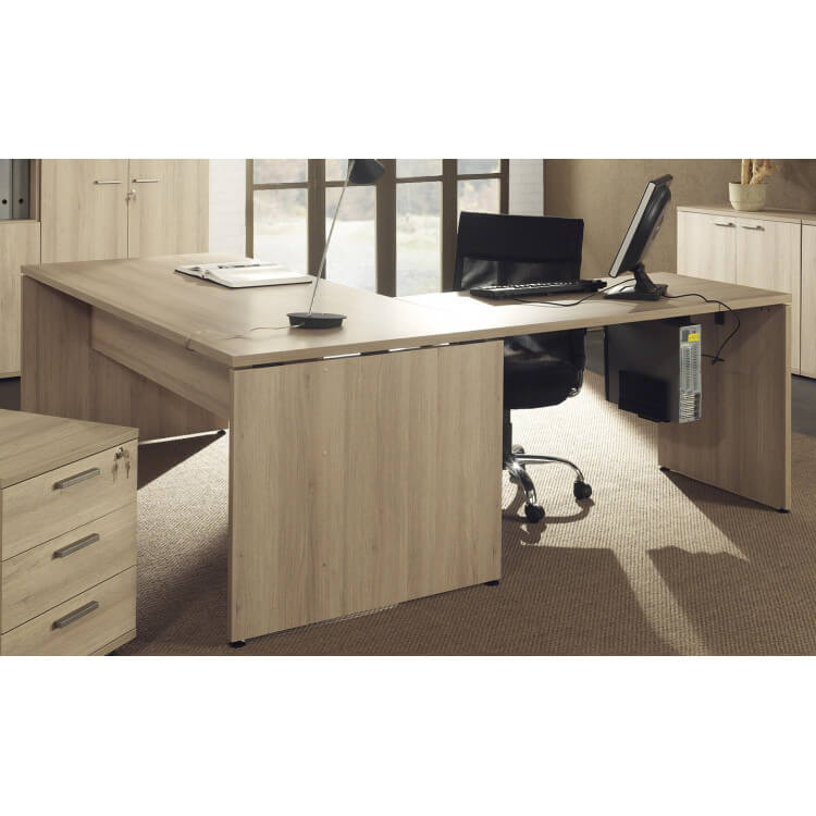 Bureau d'angle contemporain chêne sable Rinaldo