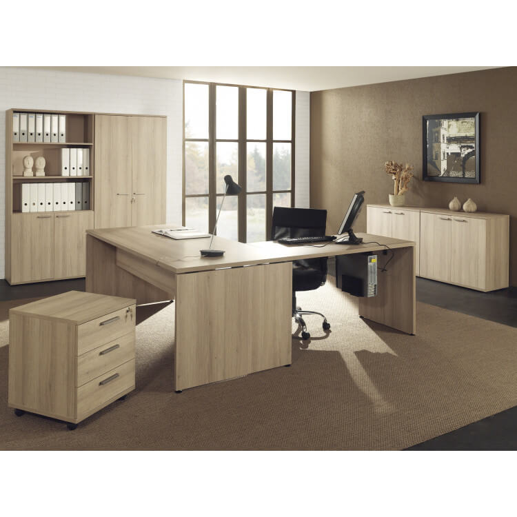 Ensemble de bureau contemporain chêne sable Rinaldo