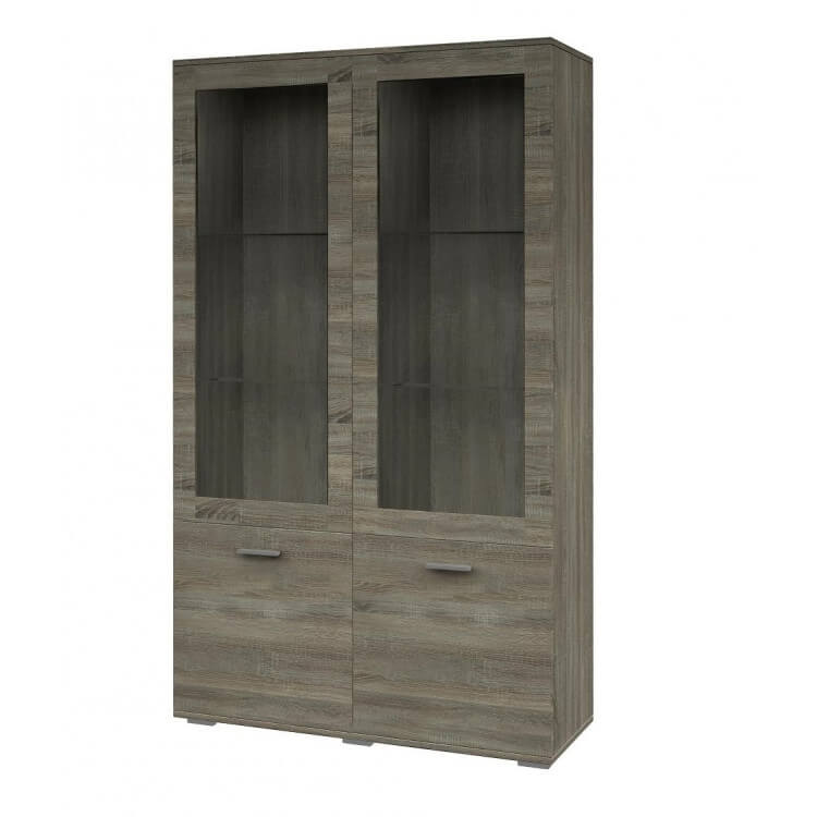 Vitrine 2 portes contemporaine chêne truffier Anastasia