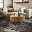 Tables basses rondes en manguier massif Horizon (lot de 2)