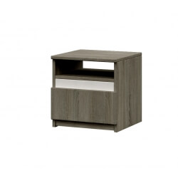 Chevet 1 tiroir contemporain chêne truffier/blanc Phillis