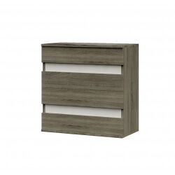 Commode contemporaine 4 tiroirs chêne truffier/blanc Phillis