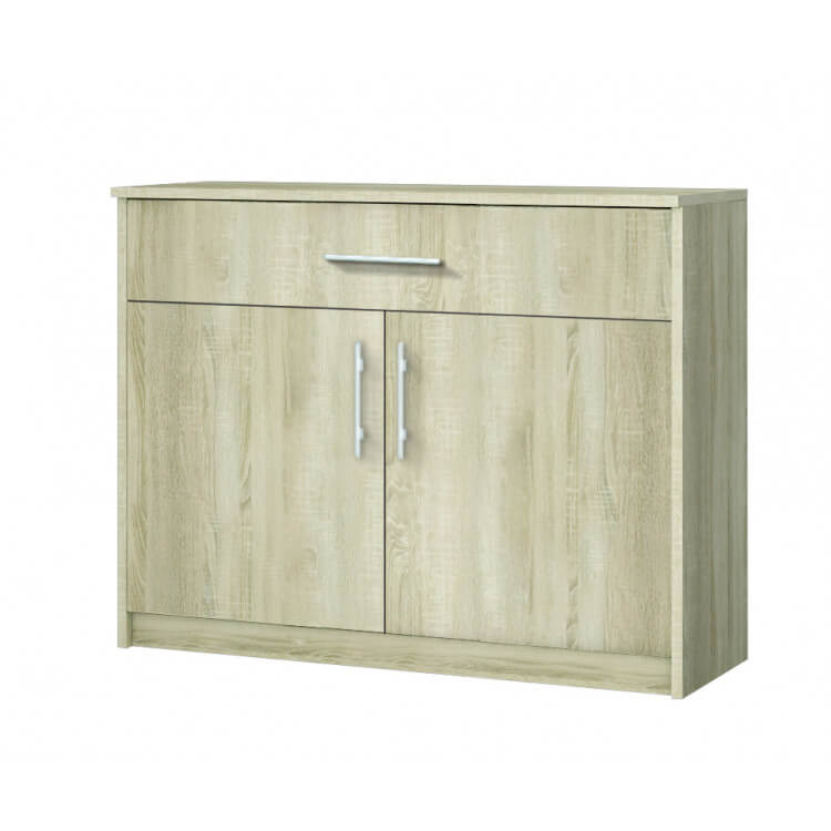 Commode contemporaine 2 portes/1 tiroir chêne clair Vickie