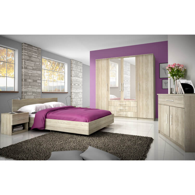 Chambre adulte contemporaine chêne clair Vickie