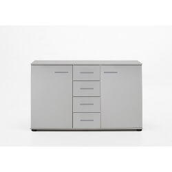 Commode design 2 portes/4 tiroirs coloris blanc alpin Mavrick
