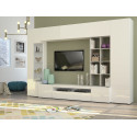 Banc TV moderne blanc laqué brillant/béton Keops
