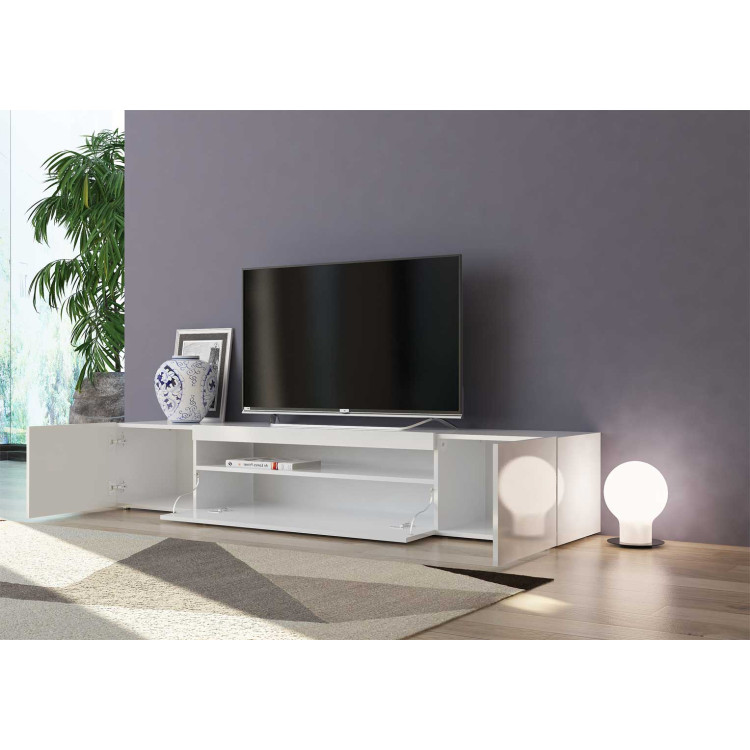 Meuble TV Avec Lumières LED Pour Salon - Armoire TV Blanc Brillant 120x30x355 Cm Bv609083 Bonnevie 67440091