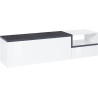 Meuble TV moderne 160 cm blanc laqué brillant/ardoise Jordanie