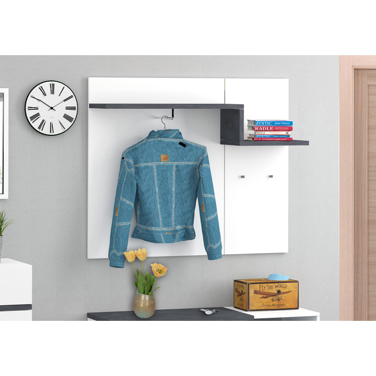 Vestiaire ouvert moderne blanc laqué brillant/ardoise Jordanie