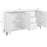 Buffet/bahut 3 portes/3 tiroirs blanc laqué brillant/érable Shine