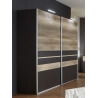 Armoire contemporaine 2 portes coulissantes chêne sauvage/lave Malibu