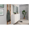 Meuble d'entr&eacute;e suspendu moderne H 87 cm blanc/ch&ecirc;ne Lidy