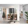 Meuble d'entrée suspendu moderne H 87 cm blanc/chêne Lidy