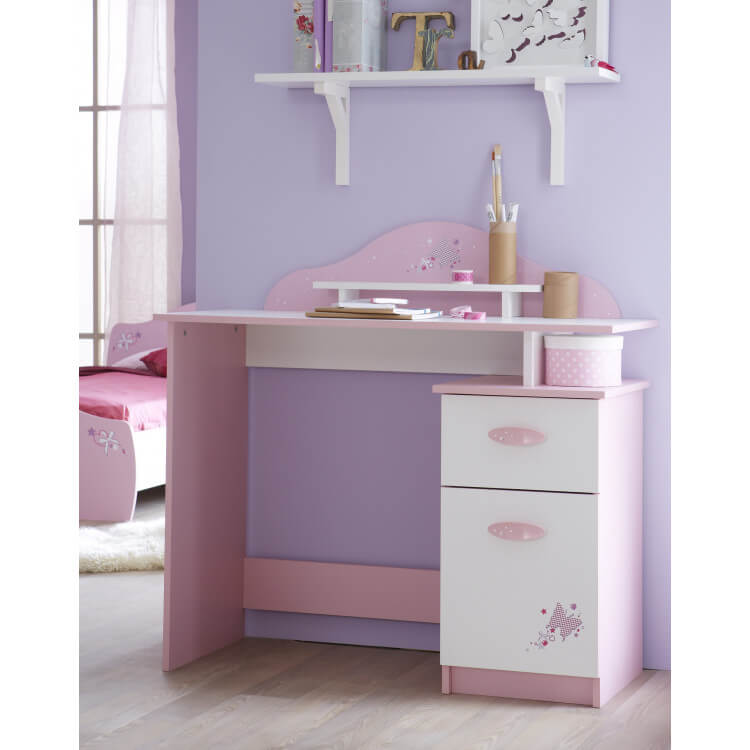 Bureau Enfant Contemporain Rose Et Blanc Melusine Matelpro