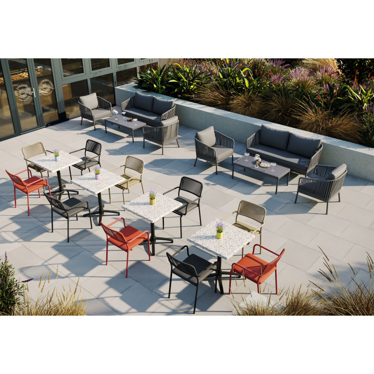 Fauteuil de terrasse d'extérieur empilable en aluminium Martha