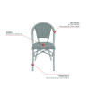 Chaise de bistrot empilable d'extérieur en textilène Marne