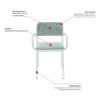 Fauteuil de terrasse d'extérieur empilable en aluminium Martha