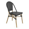 Chaise de restaurant d'extérieur empilable en tressage noir Soron