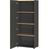 Armoire de bureau moderne H 145 cm graphite/chêne Azaro