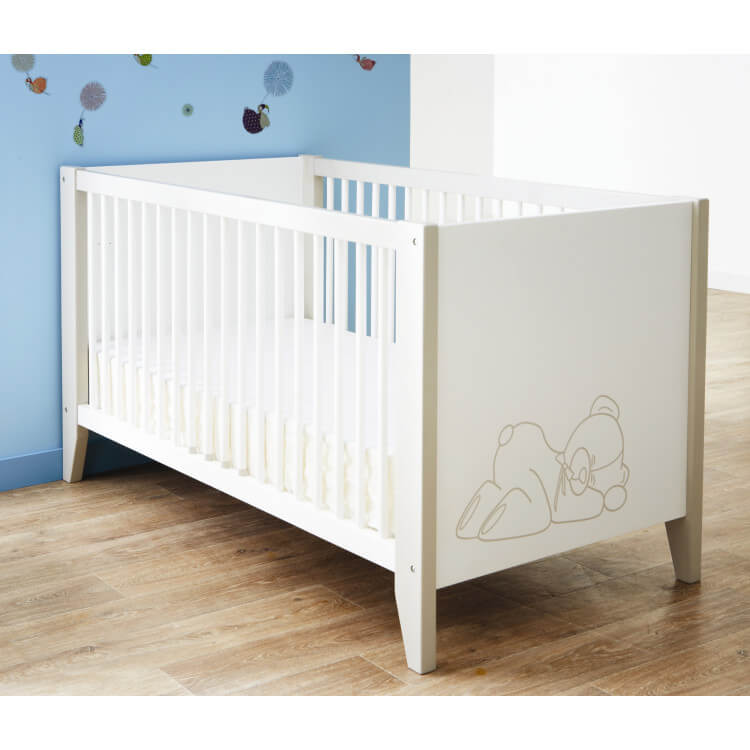 Lit Bebe Contemporain Blanc Marron Clair Ted Matelpro