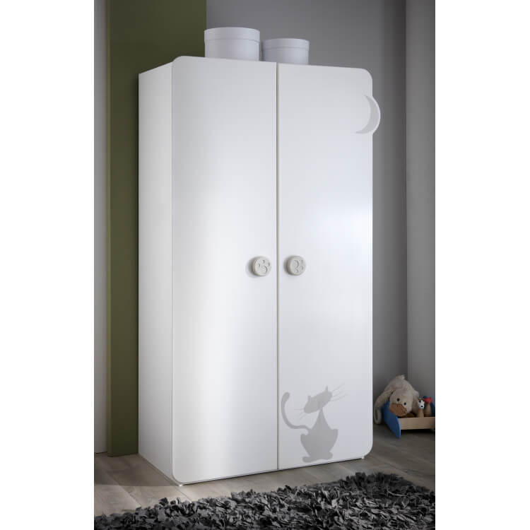 Armoire 2 portes contemporaine blanche Mistie